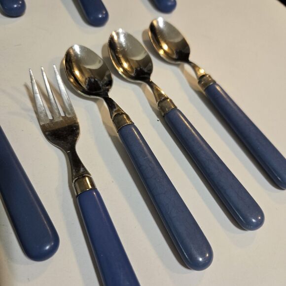 48pc Villeroy & Boch Stainless Flatware Periwinkle Blue Resin Handle forks spoon - Picture 4 of 11
